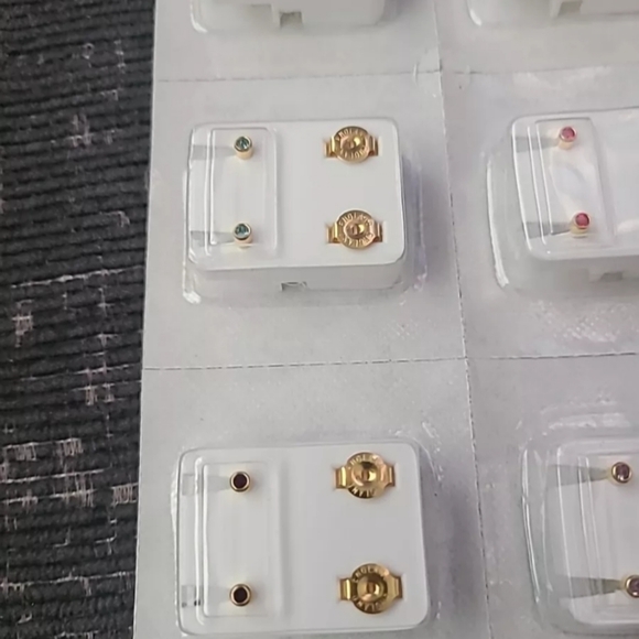 Caflon Surgical Steel 4mm Earring Studs (11 Pairs-Mixed Colors) Gold Plated - Picture 2 of 2